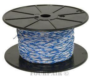 Wire, Blue/White Stripes, 16AWG, MTW, Tinned